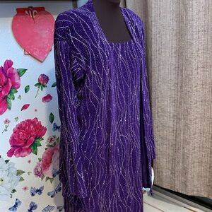 NWDT A Touch of Classs Clothing, purple/silver sparkle gown and jacket. Size S/M